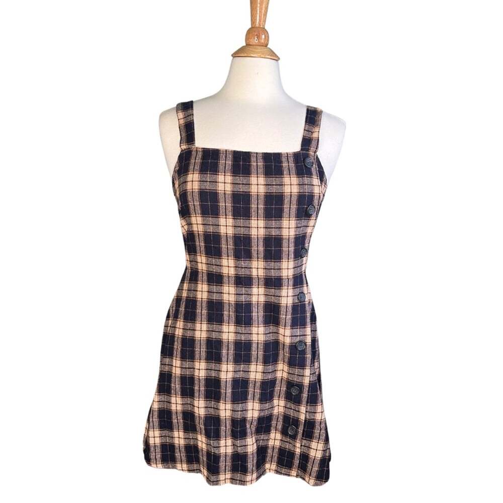 Wild Fable Plaid Tank Faux Button Dress Cluless M4